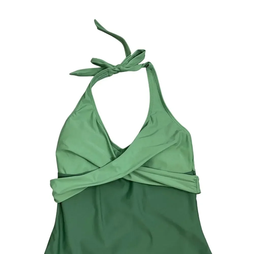 Cupshe Ruched Twist-Front Halter One Piece Swimsuit in Green - Picture 5 of 10